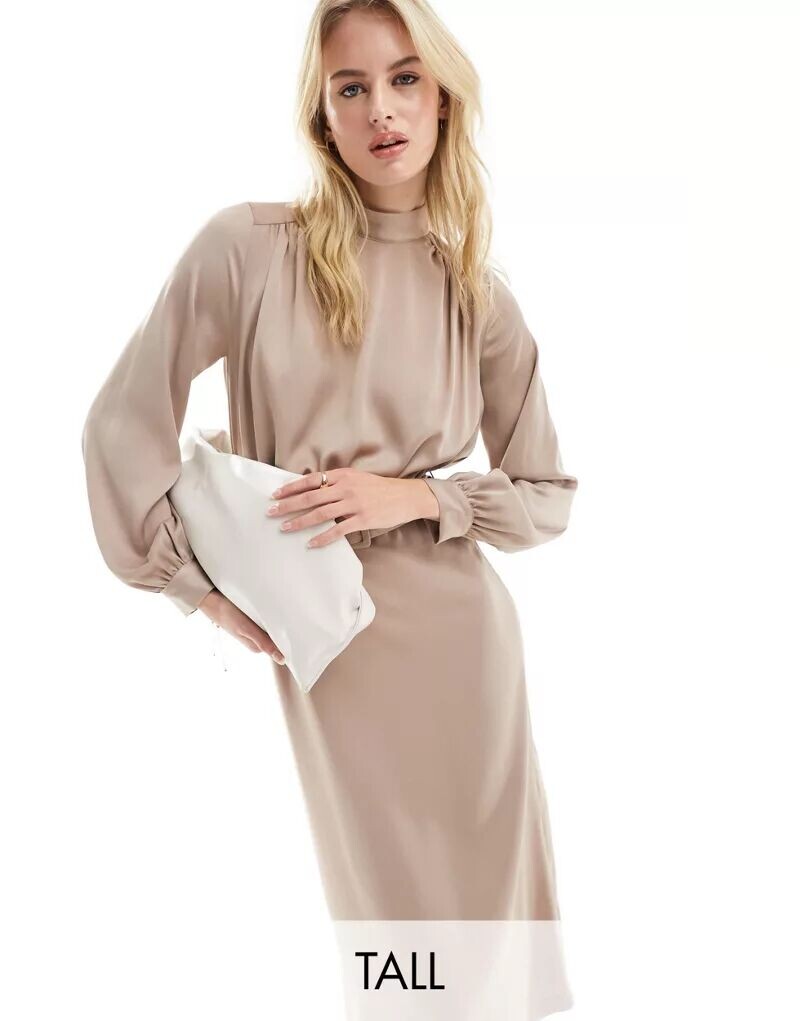 

Платье миди с высоким воротником и поясом Closet London