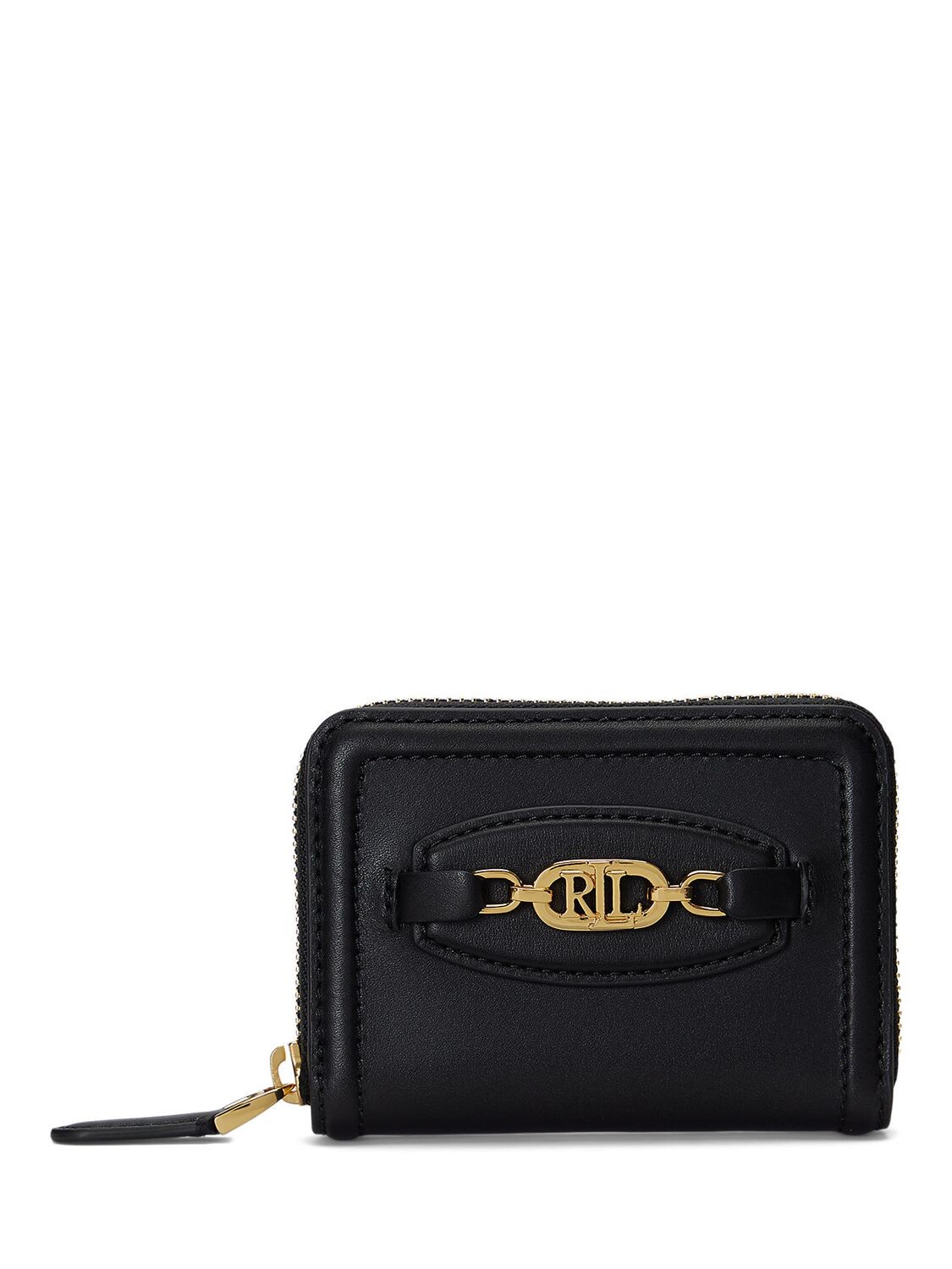

Lauren Ralph Lauren Маленький овальный кожаный кошелек на молнии, черный