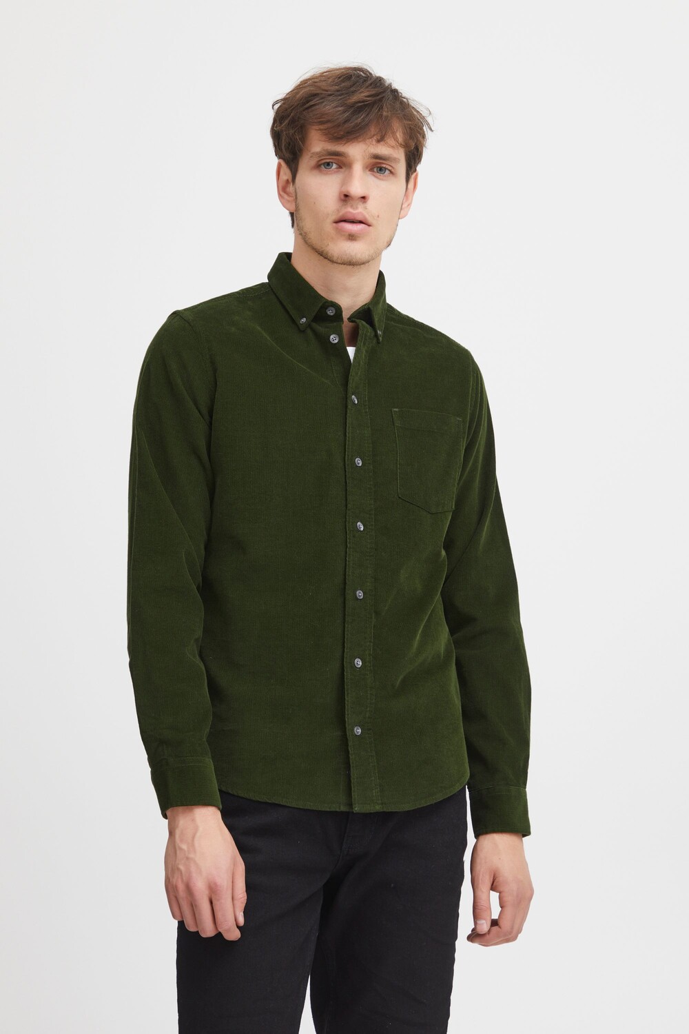 

Рубашка CASUAL FRIDAY Langarm CFAnton LS BD baby cord shirt 20504774, зеленый