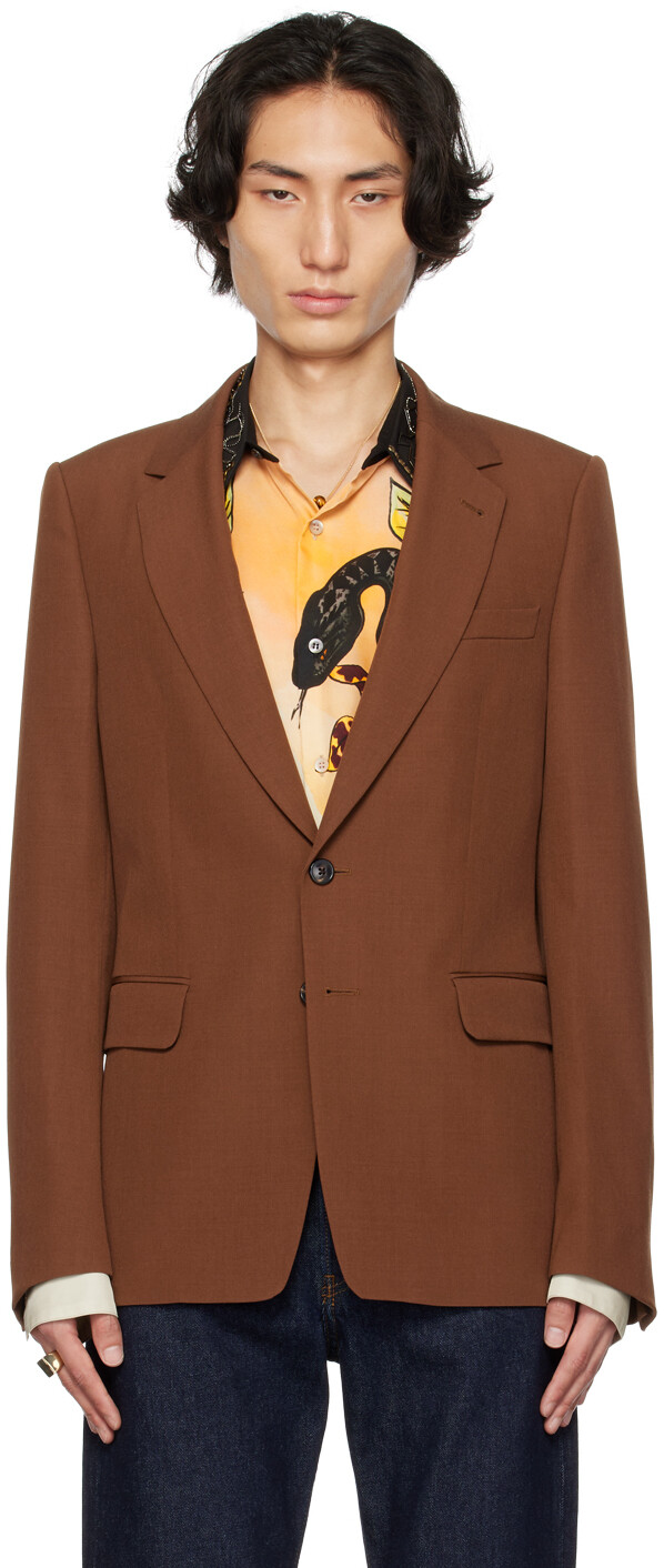 

Коричневый пиджак с двумя пуговицами Dries Van Noten