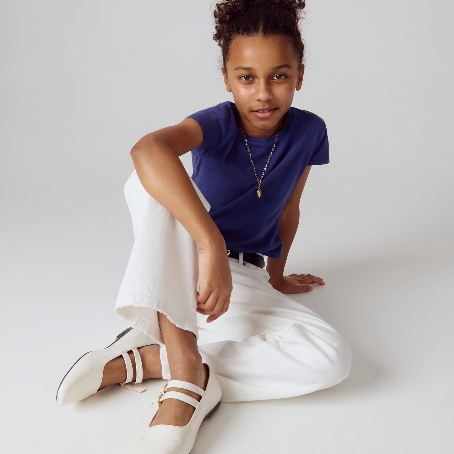 

Укороченная футболка для девочек из винтажного джерси J.Crew, синий