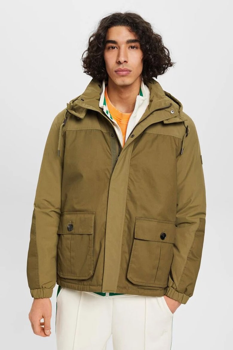 короткая утепленная зимняя куртка со съемным капюшоном edc by esprit бежевый Зимняя куртка со съемным капюшоном Esprit, зеленый