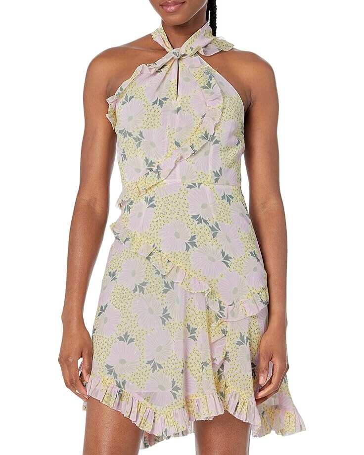 

Платье Ted Baker Suttonn Twist Neck Frill Detail Mini, цвет Light Yellow