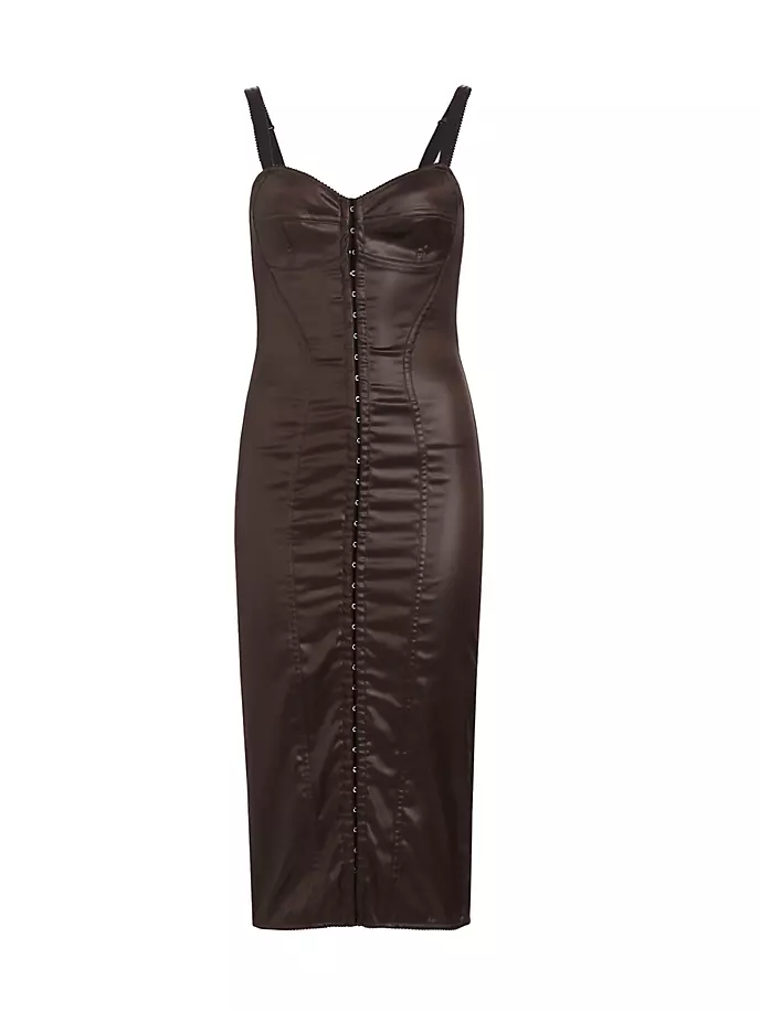 

Вощеное платье-миди-бюстье Body-Con Dolce&Gabbana, цвет dark brown