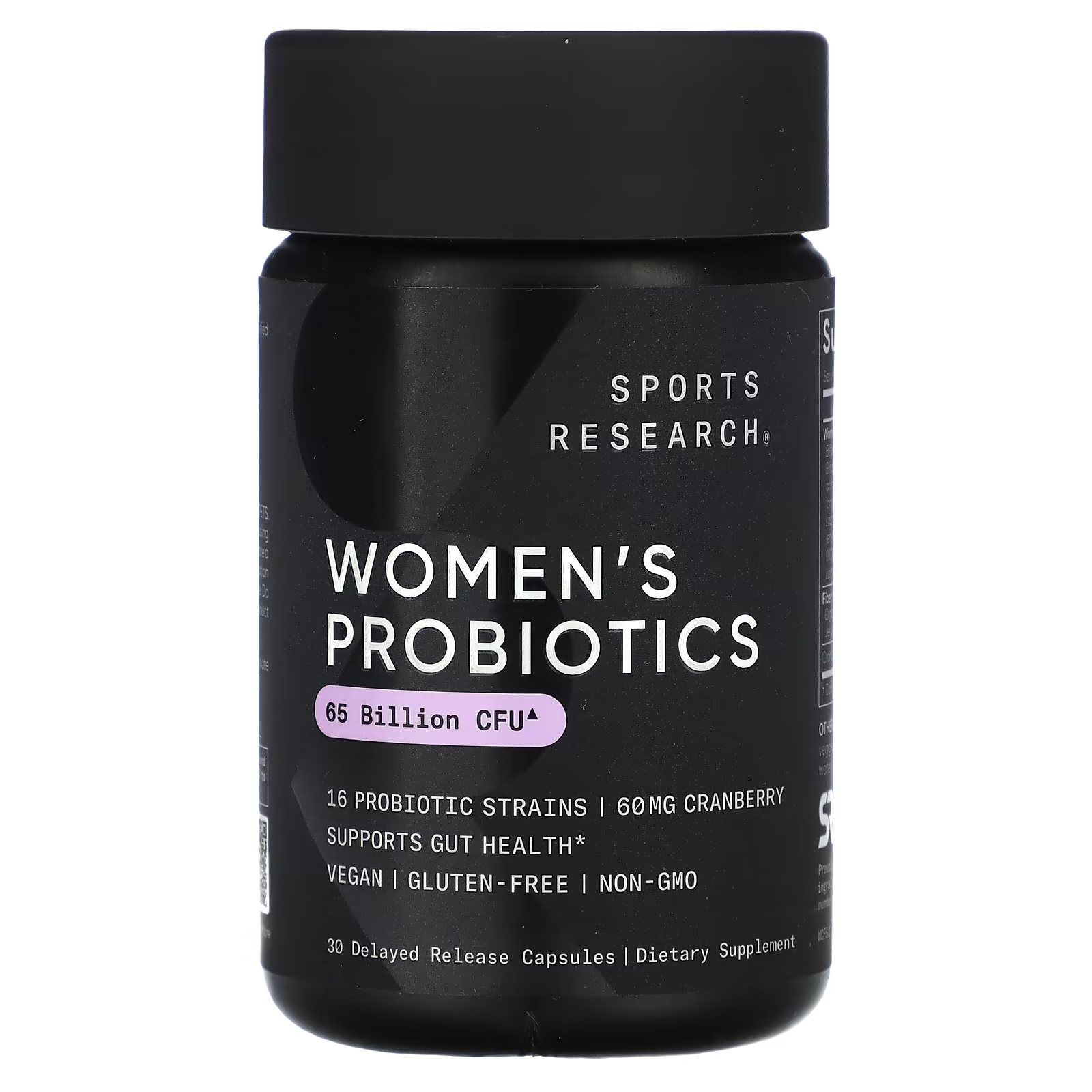 Пробиотики женские Sports Research с клюквой, 30 капсул с отсроченным высвобождением пробиотики с пребиотиками sports research 60 миллиардов кое 30 капсул