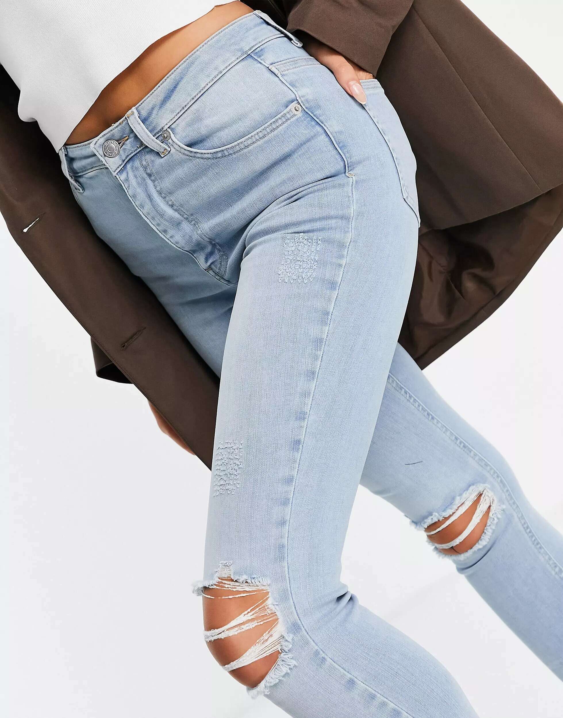 кукла сюрприз na na na мин коллекция с аксессуарами Синие рваные джинсы скинни с завышенной талией NA-KD