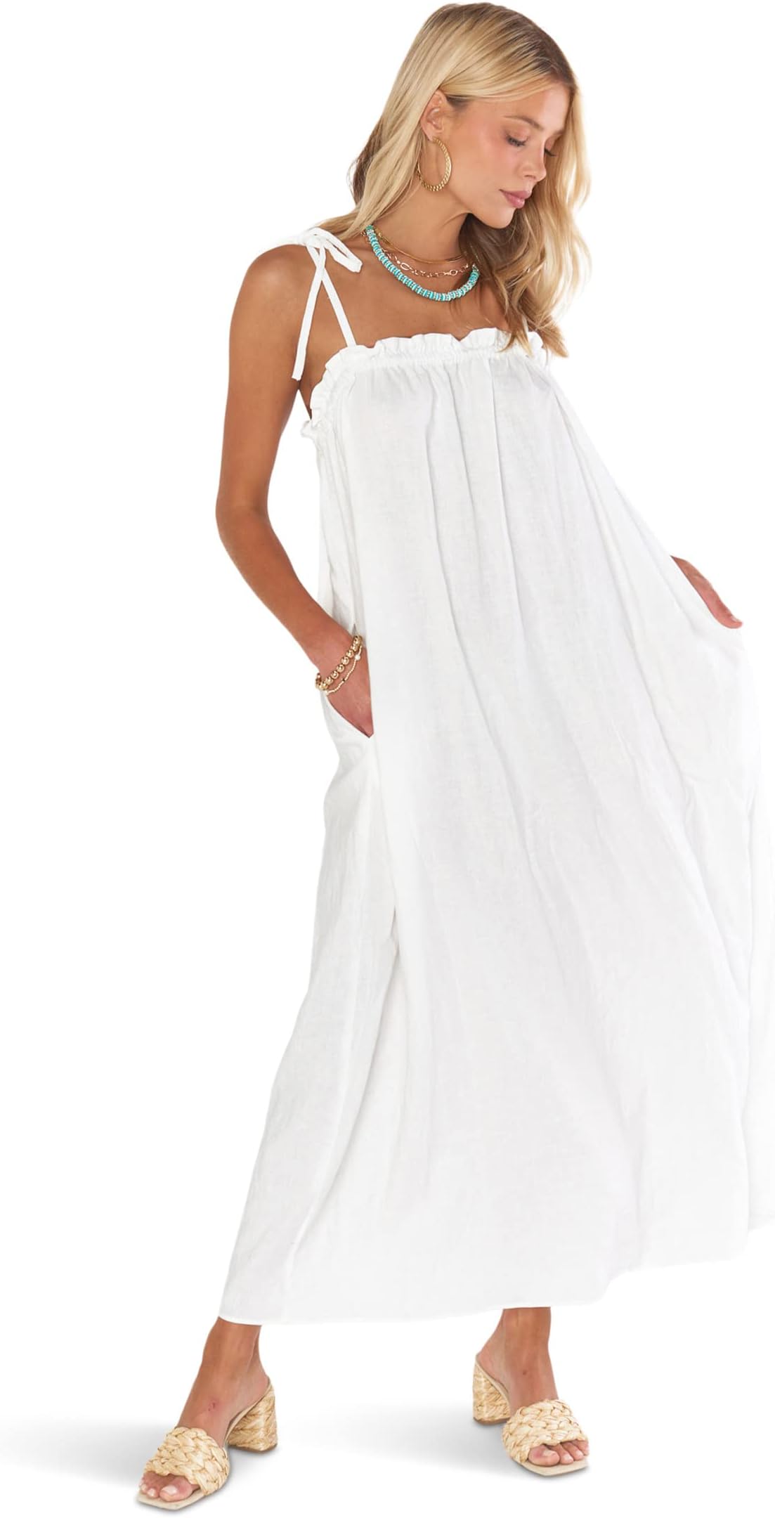 Платье Макси Ангела Show Me Your Mumu, цвет White Linen