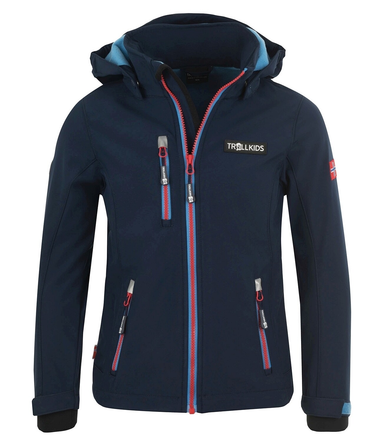 

Куртка софтшелл Trollkids Softshell Jacke Preikestolen, цвет Marineblau/Mittelblau/Rot