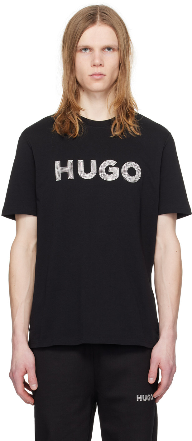 

Черная футболка с вышивкой Hugo, цвет Black
