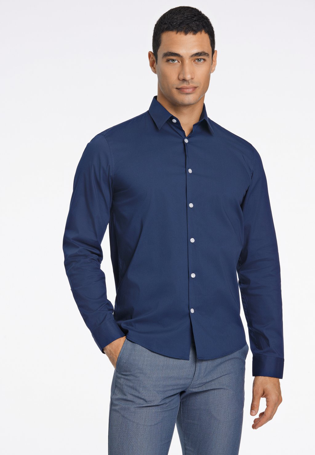 Деловая рубашка Lindbergh, цвет naval blue рубашка floral shirt lindbergh цвет blue