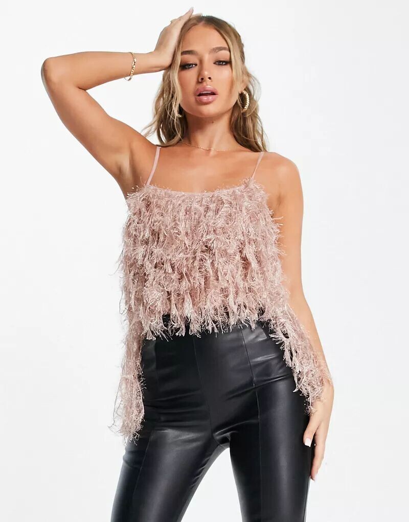 

Боди норки с низкой спинкой из искусственного пера ASOS