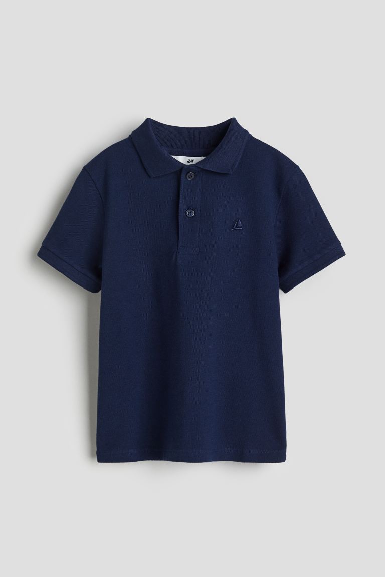 Рубашка-Поло из хлопкового пике H&M, синий