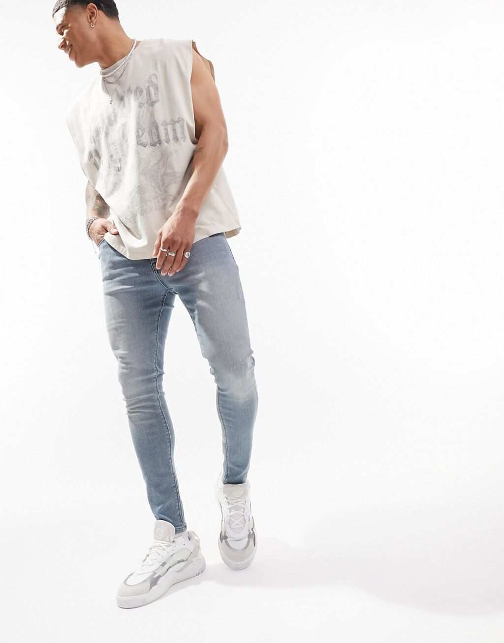 

Синие эластичные джинсы ASOS DESIGN