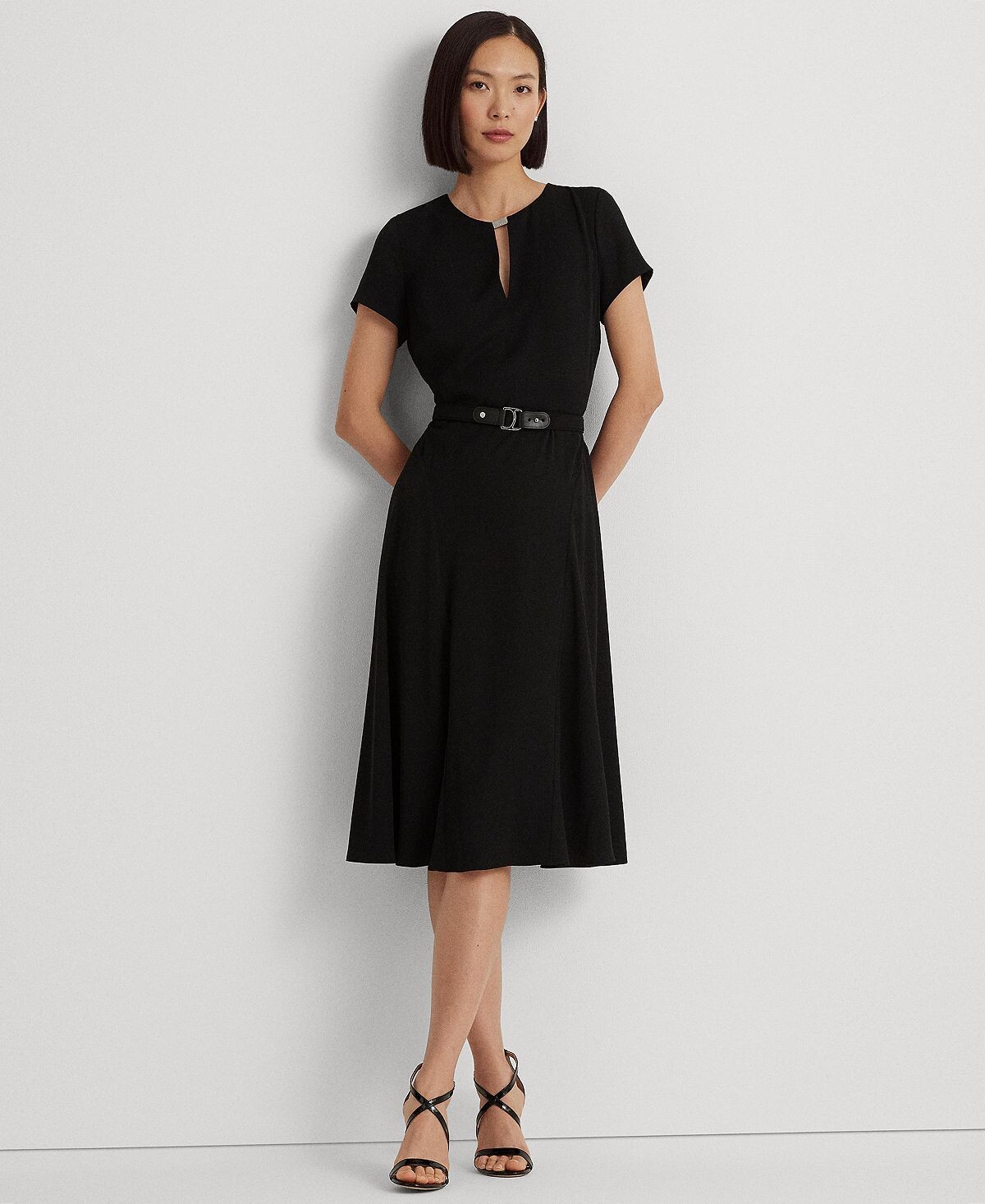 

Женское платье из жоржета с поясом Lauren Ralph Lauren, черный