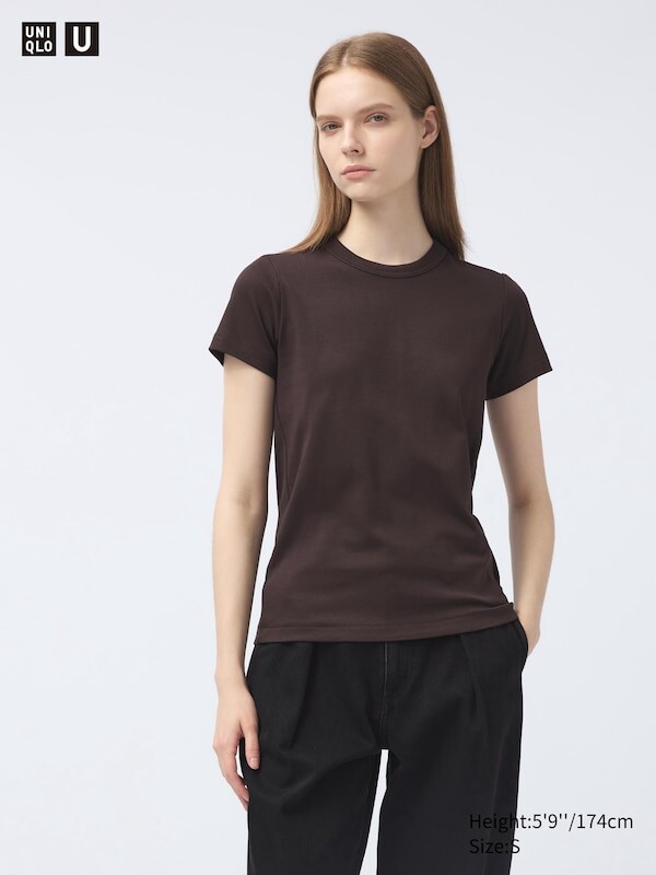 

Футболка с круглым вырезом Uniqlo, коричневый