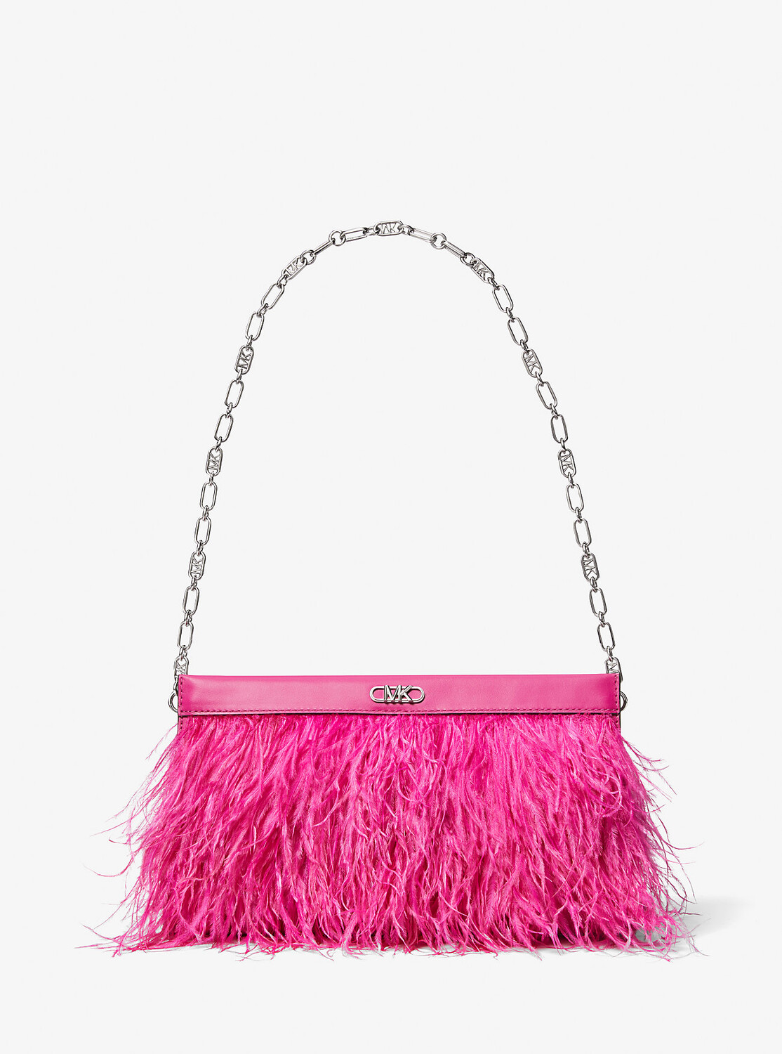 

Большой кожаный клатч Tabitha с украшением из перьев Michael Kors