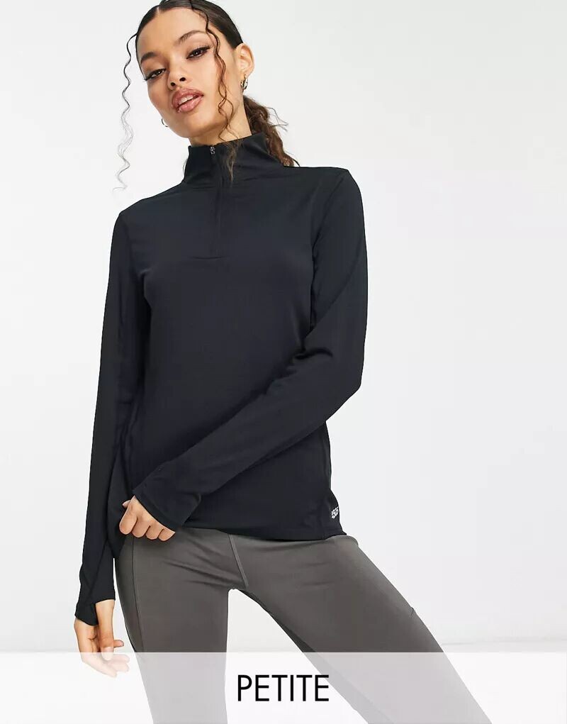 

Топ ASOS Petite с длинными рукавами и молнией 1/4 с логотипом