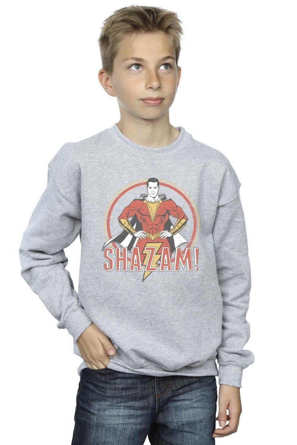 

Толстовка Shazam Retro Circle с эффектом потертости DC Comics, серый