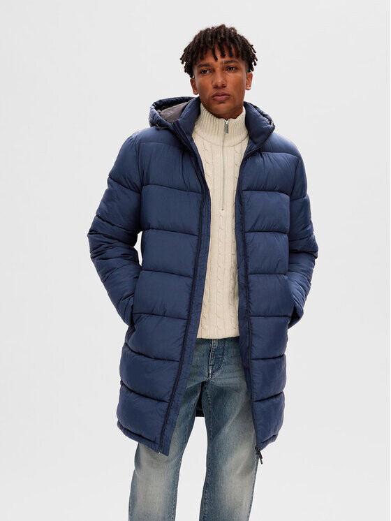 

Пуховик стандартного кроя Selected Homme, синий