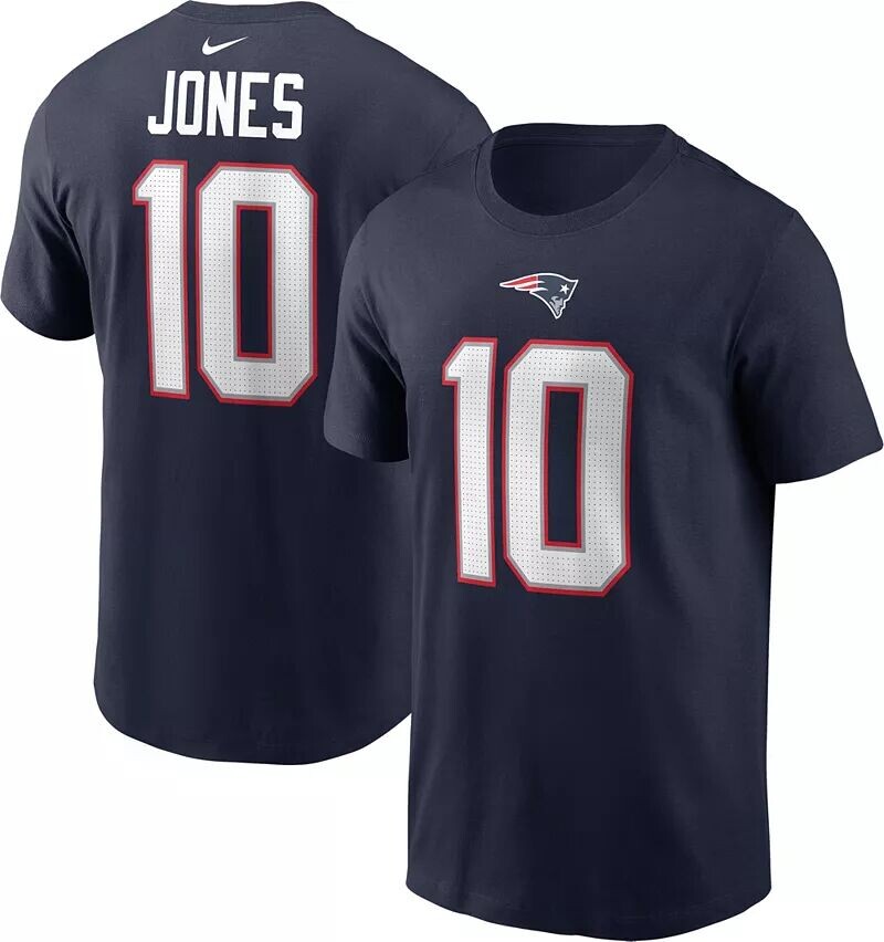 

Мужская темно-синяя футболка Nike New England Patriots Mac Jones #10