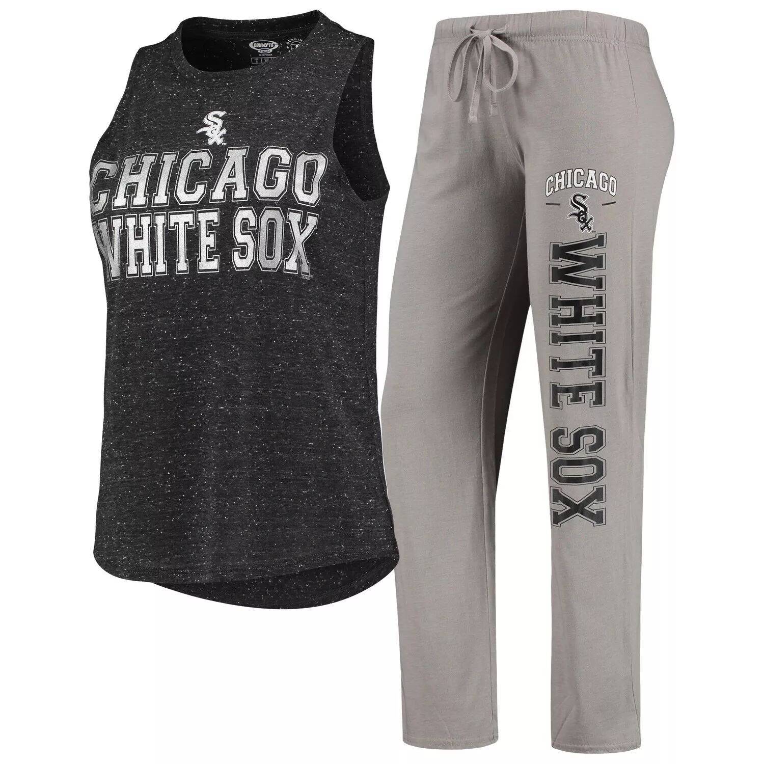 

Женские спортивные серые/черные цвета Chicago White Sox Satellite Muscle Майка и брюки для сна