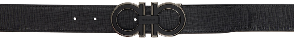 

Черный двусторонний ремень Gancini Ferragamo, цвет Nero/Midnight