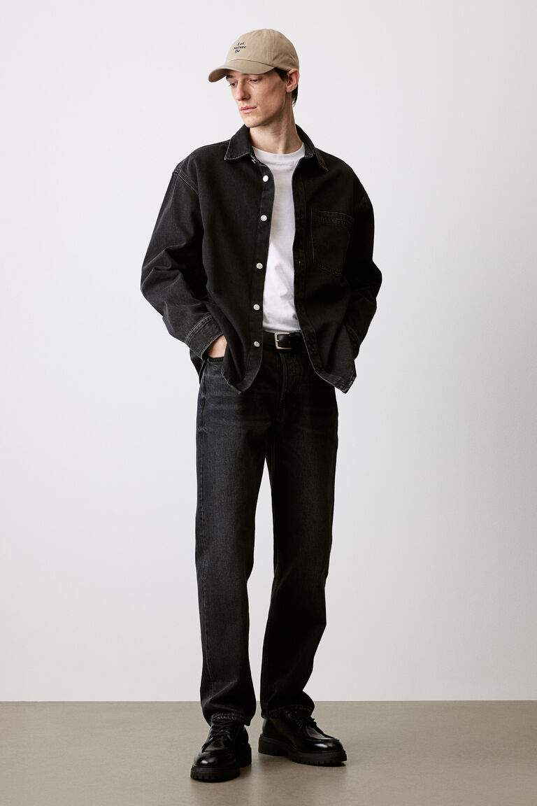 Джинсовая рубашка стандартного кроя H&M, черный