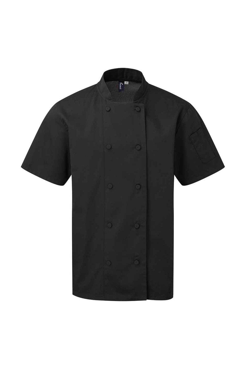 Куртка шеф-повара Coolchecker с короткими рукавами Premier, черный