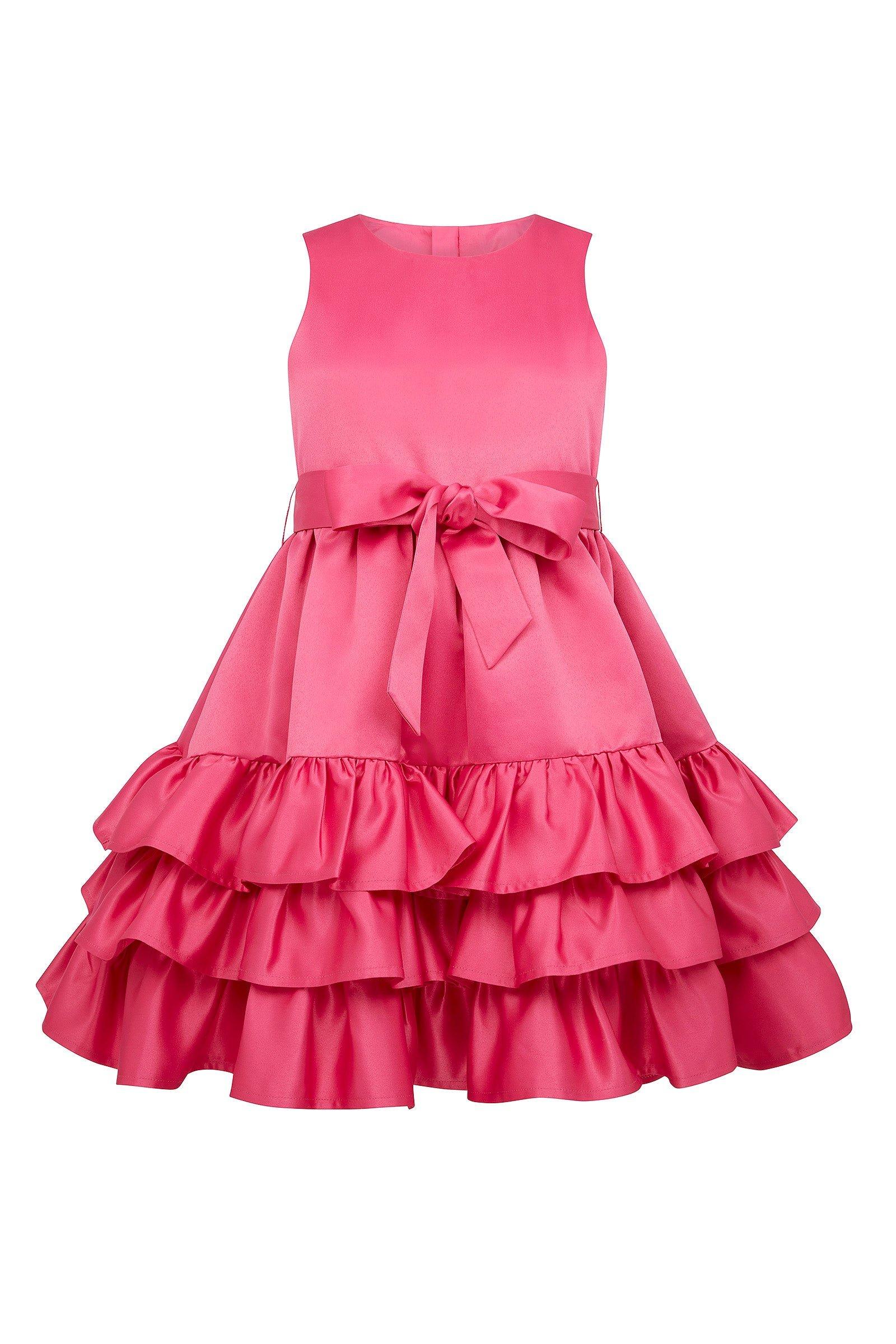 Атласное вечернее платье Arabella с оборками HOLLY HASTIE, розовый