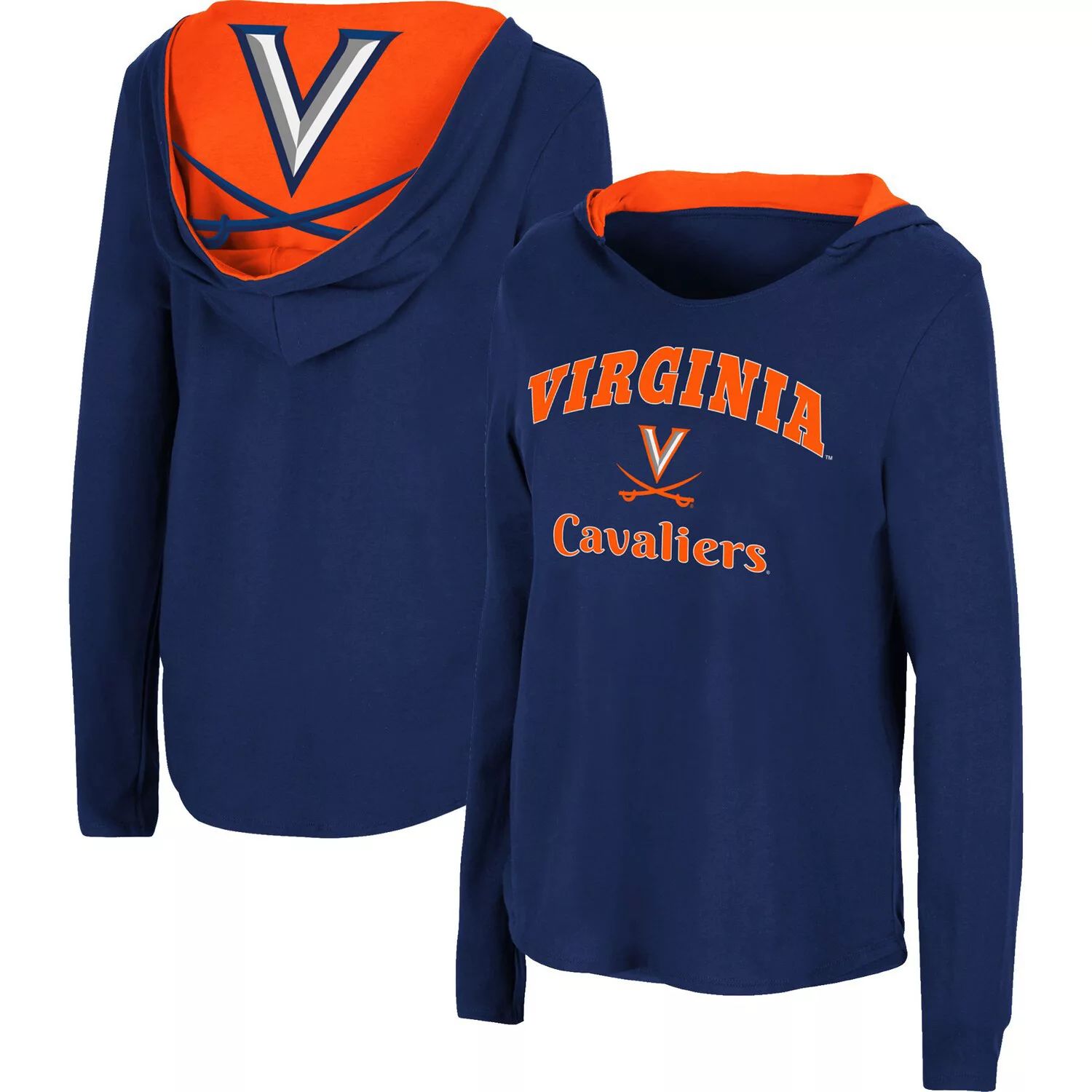 

Женская темно-синяя футболка с капюшоном Virginia Cavaliers Catalina Colosseum и футболка с длинными рукавами Colosseum, Синий