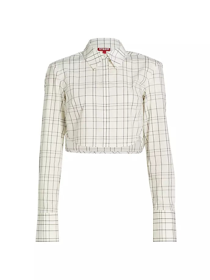 

Укороченная рубашка в клетку Seneca Staud, цвет ivory plaid