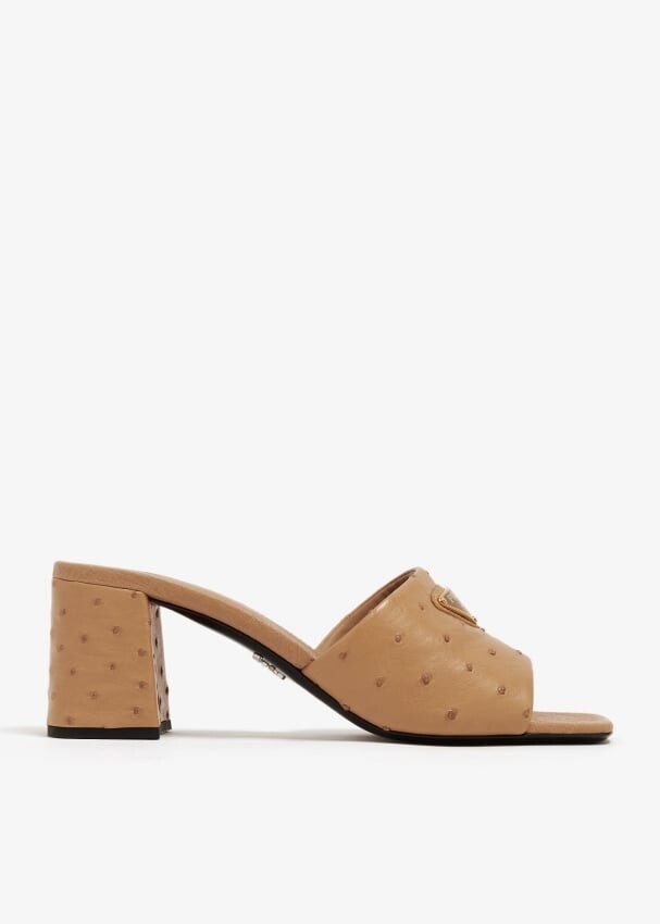 

Шлепанцы Prada Ostrich Leather, коричневый