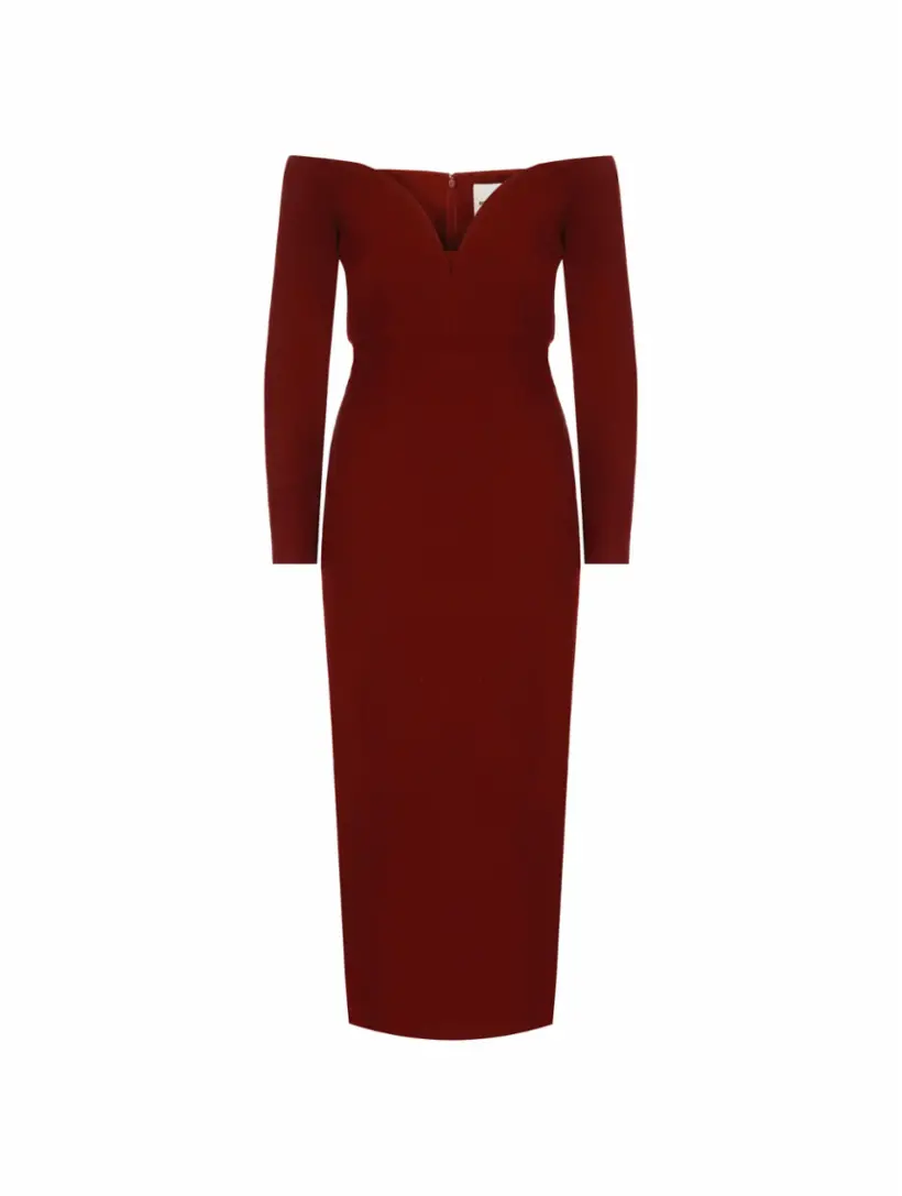 

Шерстяное платье миди Roland Mouret, бордовый