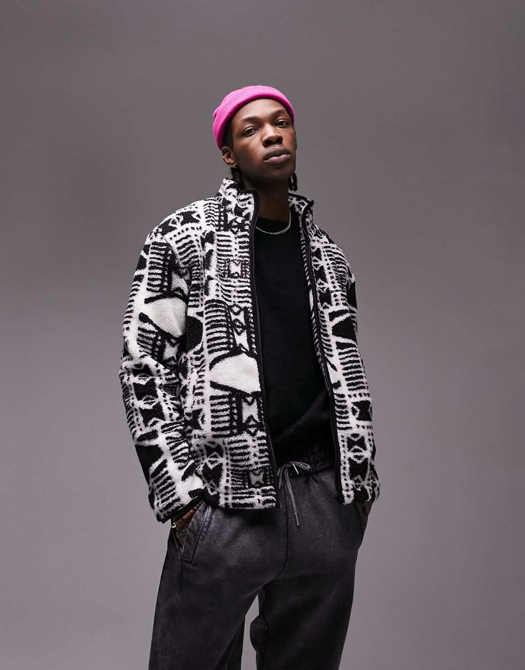 

Куртка Topman борг цвета экрю со сплошным ацтекским принтом