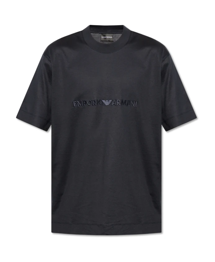 

Футболка с вышитым логотипом Emporio Armani, черный