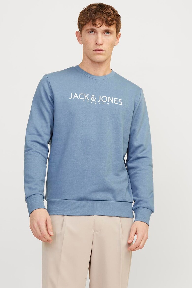 

Хлопковая толстовка с овальным вырезом Jack & Jones, синий