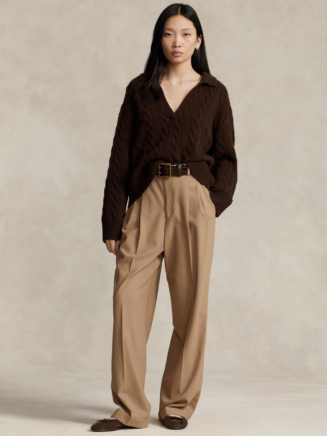 

Джемпер из смеси шерсти и кашемира с воротником Polo Ralph Lauren, цвет Cedar Heather