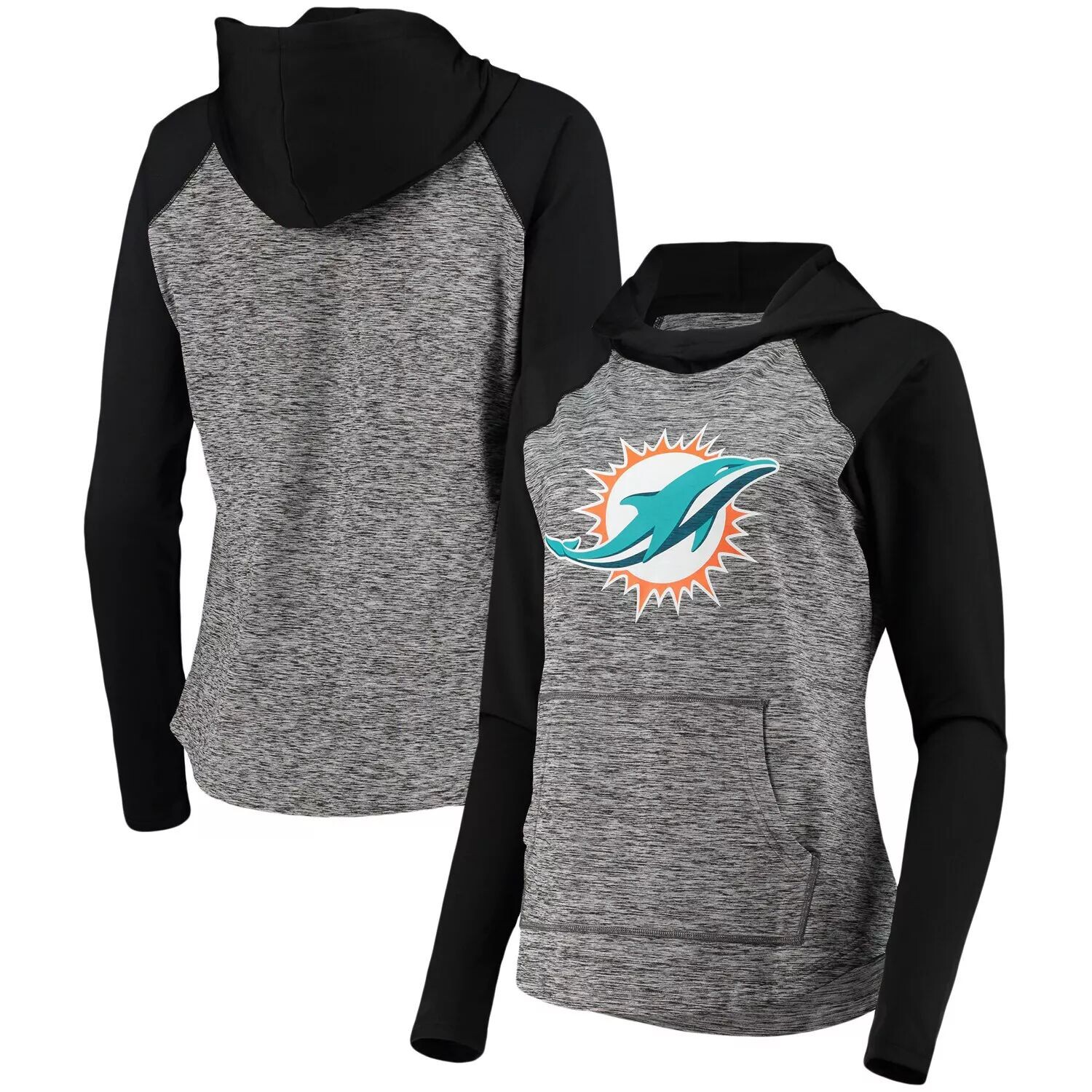 

Женская толстовка G-III 4Her от Carl Banks Heathered Grey/Black Miami Dolphins Championship Team Ring с капюшоном и пуловером реглан G-III
