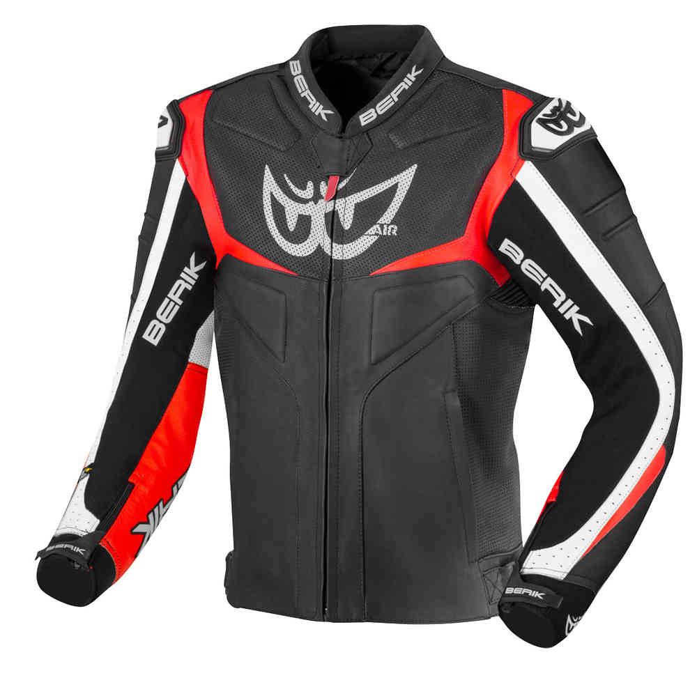 Мотоциклетная кожаная куртка Wild Chase Berik, черный/белый/красный