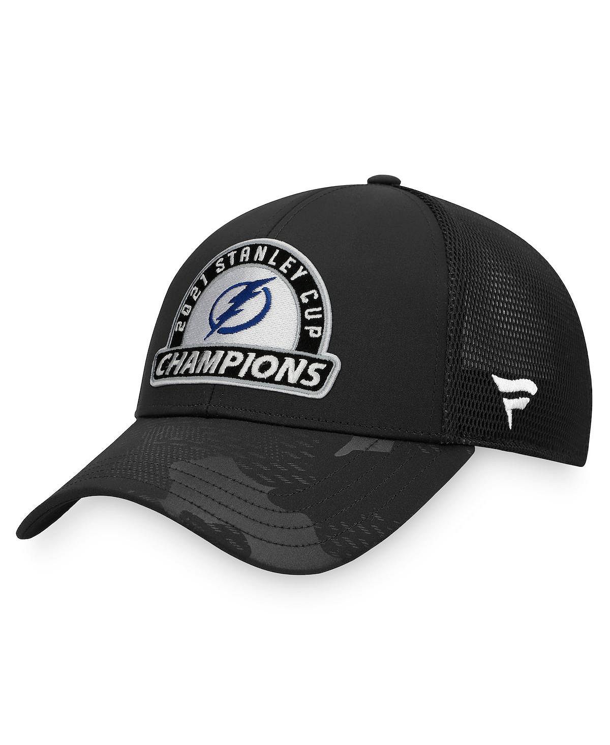 

Мужская черная регулируемая кепка дальнобойщика Tampa Bay Lightning 2021 Cup Champions в раздевалке Fanatics