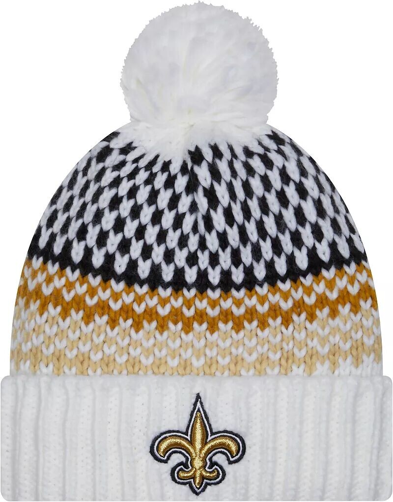 

Женская белая вязаная шапка New Era New Orleans Saints 2023 с боковой линией