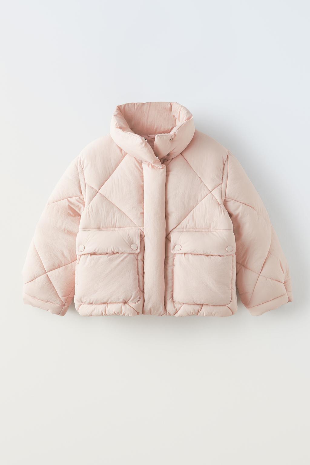 Куртка из нейлона ZARA, бледно-розовый джоггеры из твила zara бледно розовый