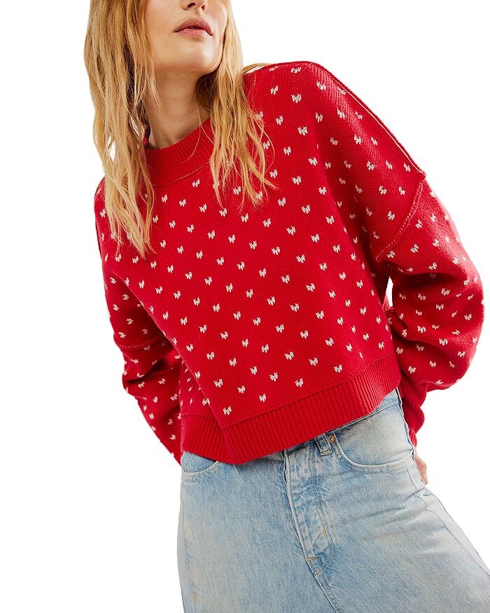 

Укороченный пуловер с узором Free People Easy Street с узором, красный