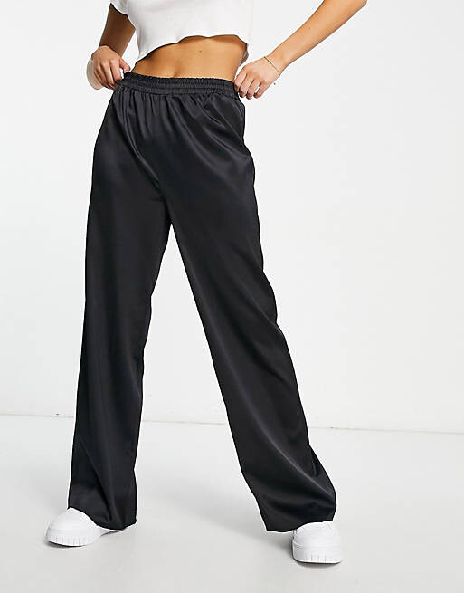 

Черные атласные брюки без застежки ASOS DESIGN, Черный