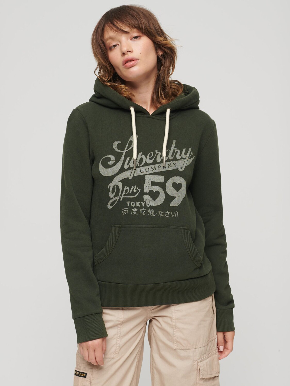 

Толстовка с графическим рисунком Archive Script Superdry, оливково-зеленый