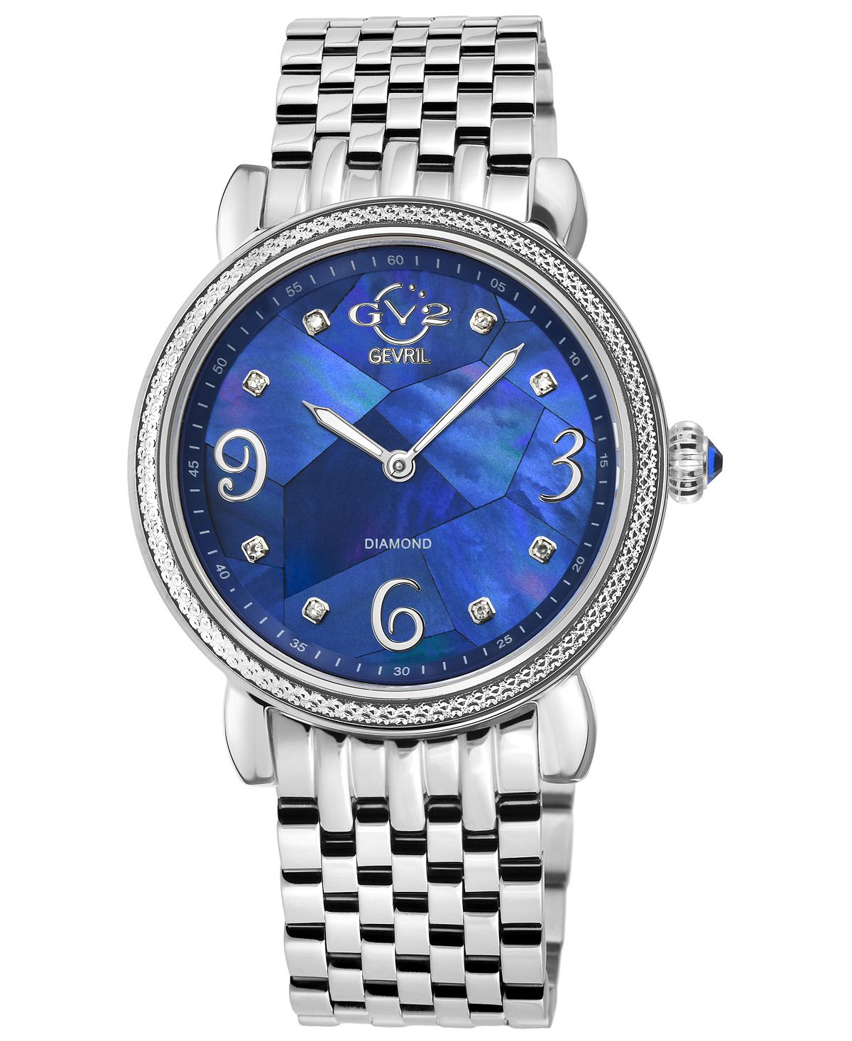 Женские часы Ravenna швейцарские кварцевые серебристого цвета из нержавеющей стали 37 мм GV2 by Gevril, серебро