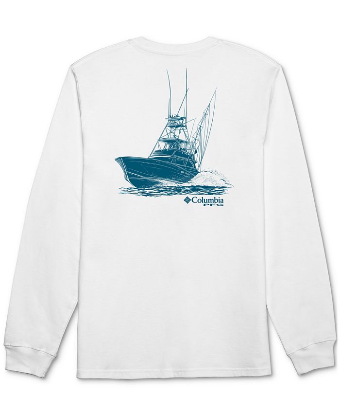 Мужская футболка с длинным рукавом и логотипом Zoom PFG Boat Sketch Columbia, белый
