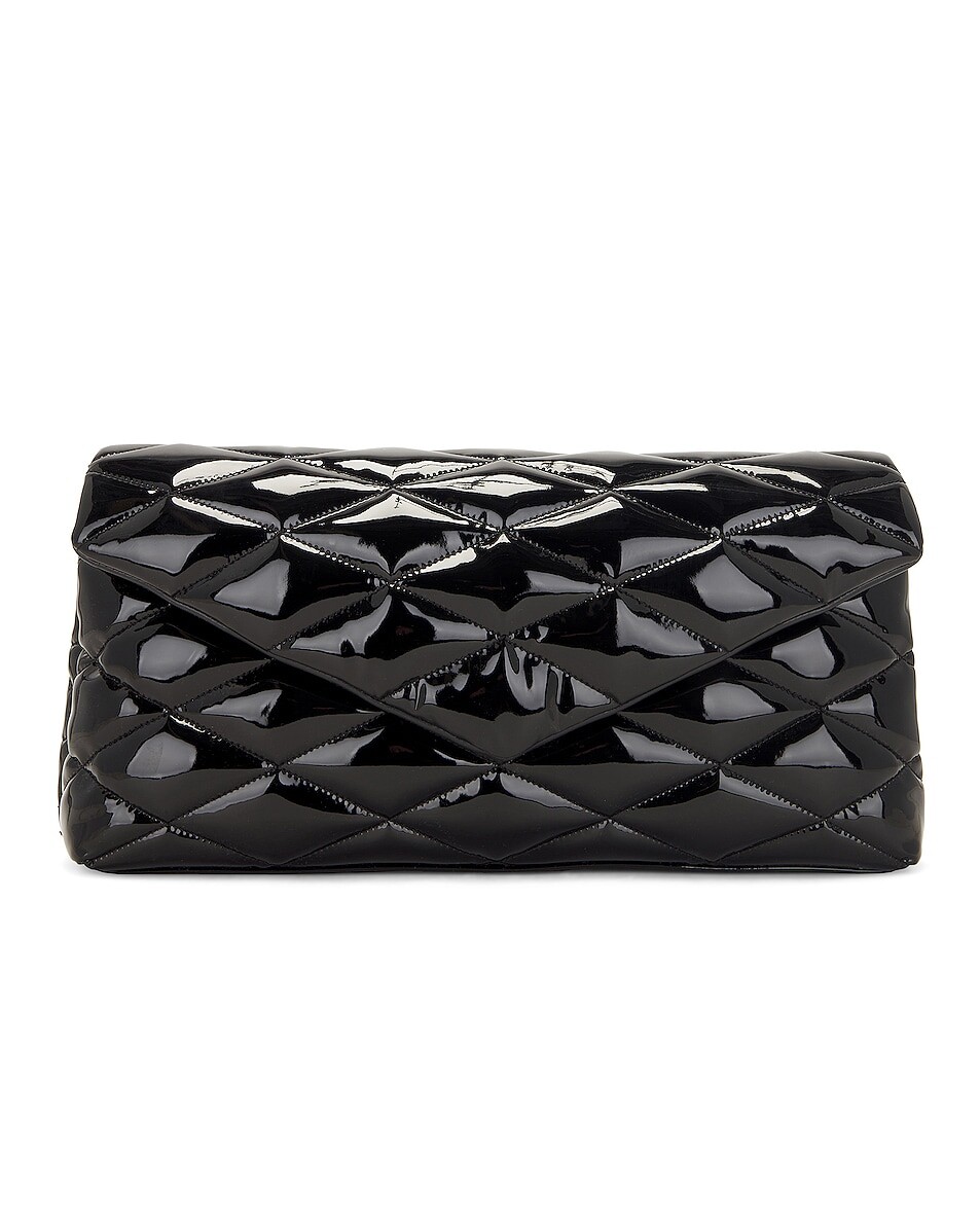 

Сумка Saint Laurent Large Sade Patent Puffer Clutch, неро