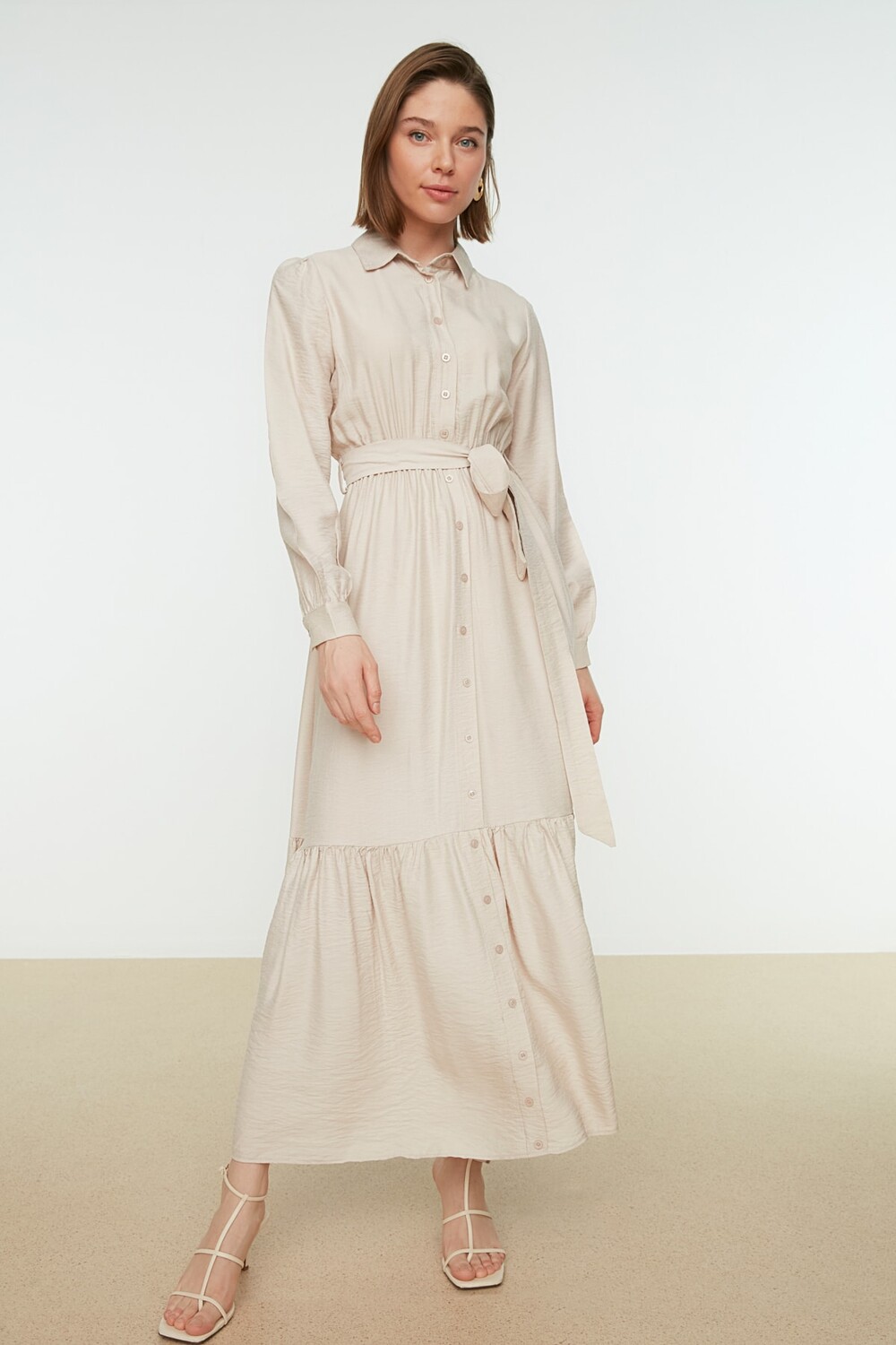 

Платье - Бежевый - А-силуэт Trendyol Modest, бежевый