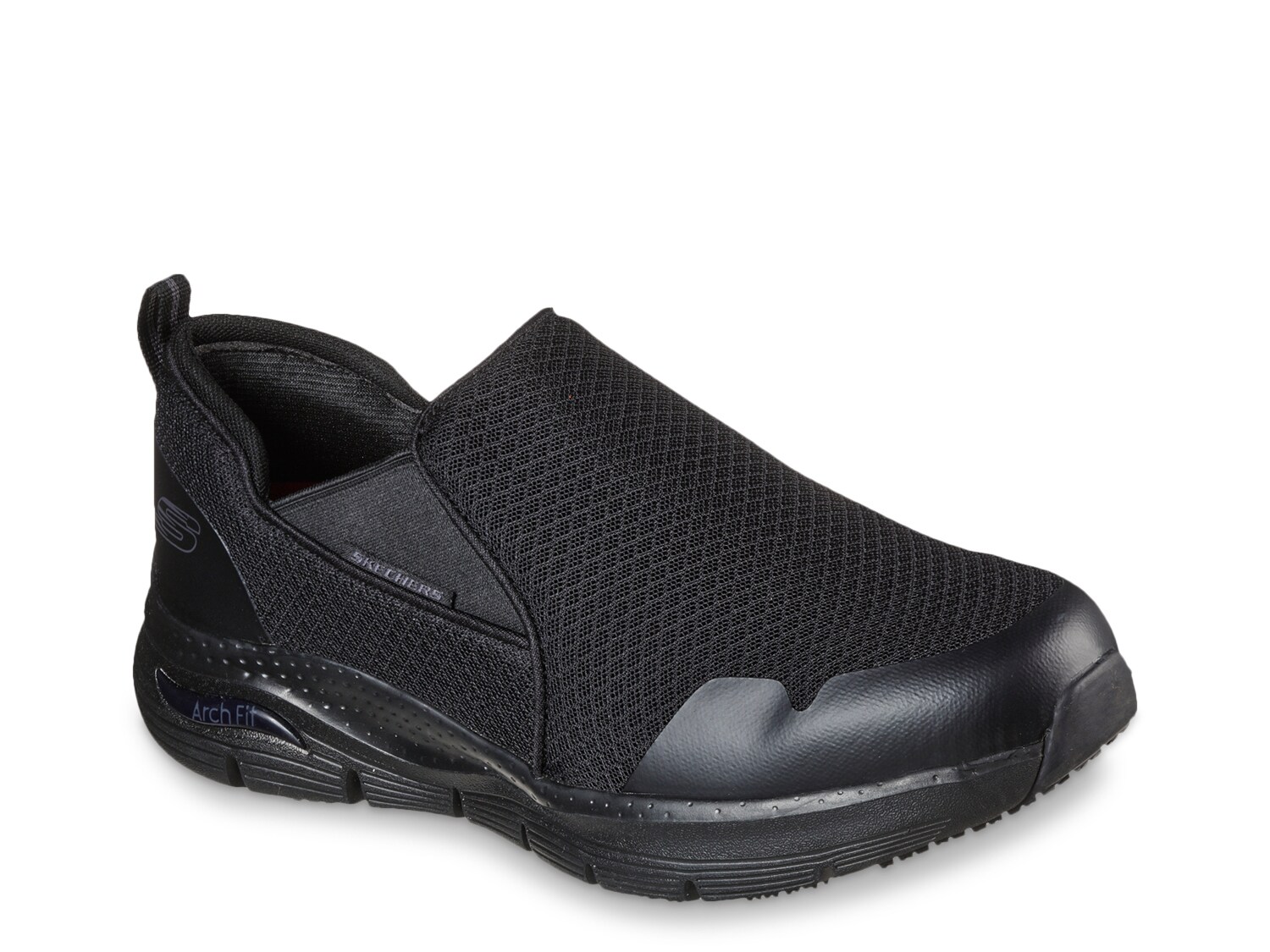 Ботинки Skechers без шнуровки противоскользящие повседневные, черный кроссовки skechers sport arch fit charcoal mesh blue trim